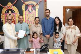 ट्राइडेंट ग्रुप के चेयरमैन  एमेरिटस  राजिंदर गुप्ता ने तिरुमाला तिरुपति देवस्थानम को 21 करोड़ रुपए किए दान